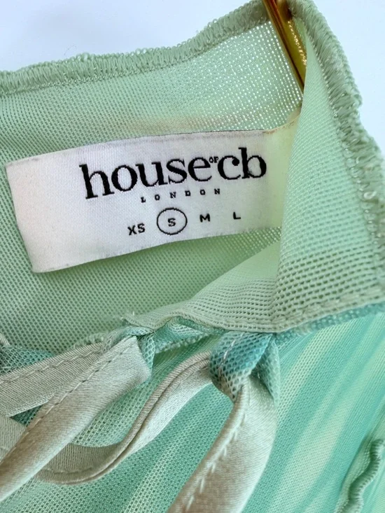 House of CB | Dresses | House Of Cb Green Mesh Lace Up Mini Dress Size ...